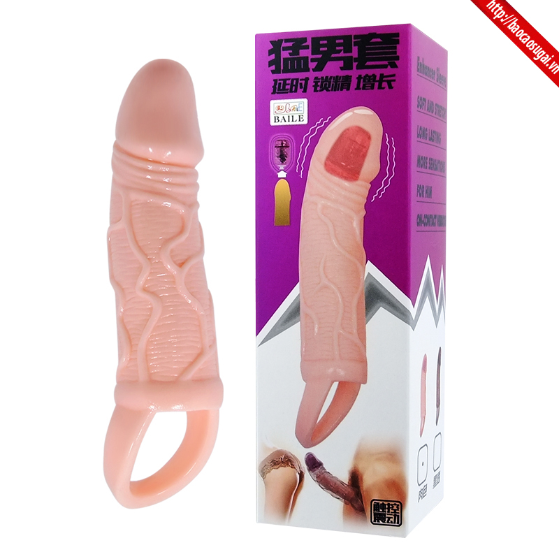 Bao Cao Su Đôn Dên Màu Da Rung Đầu Cao Cấp Men Extension